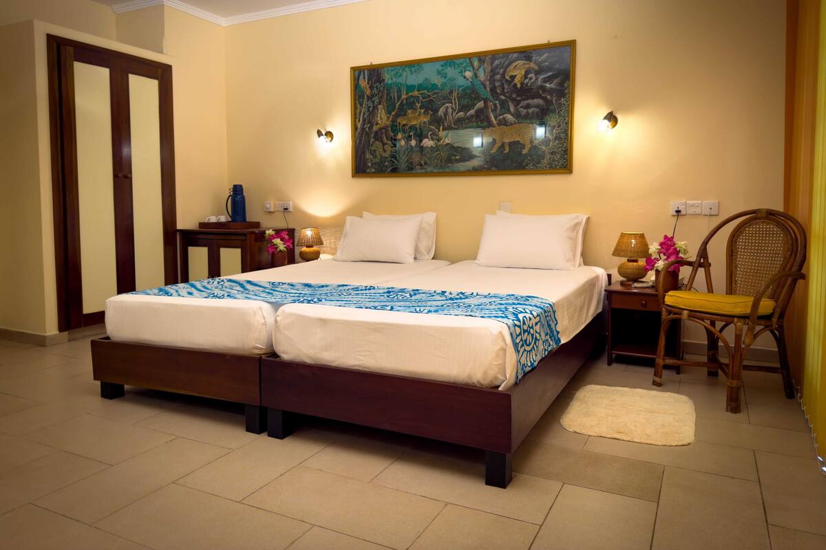 Standard Double Room, 2 Twin Beds, Balcony, River View | In-room safe, desk, laptop workspace, blackout drapes