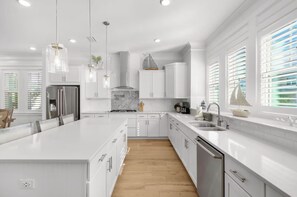 Fridge, microwave, oven, stovetop - 4BR 30A Vacation Home | Sleeps 10 | Elevator | Across from Prominence Pool + Walk to The Big Chill (Watersound Beach)