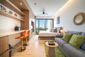 Luxe appartement, uitzicht op stad | Woonruimte