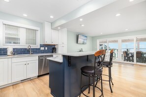 Fridge, microwave, oven, stovetop - Remodeled Retreat | 4BR w/ Dock & Outdoor Shower (Ocean City)