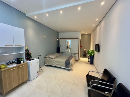 1 bedroom, iron/ironing board, Internet, bed sheets. 1.8km from the city center, private patio, garage for 2 cars.