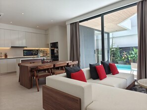 Standard Villa (4 Bedrooms) | Living area | 50-inch Smart TV with cable channels - Aileen Layan Villa 2 Private Pool 4bedroom (Choeng Thale)