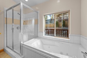 Shower, hair dryer, towels - Pine Cottage - NEW! Shuffleboard, Pool Table, Smart TVs, Fenced Yard (Big Bear Lake)