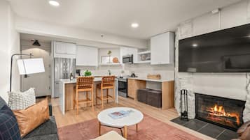 智能电视、壁炉、DVD 播放器