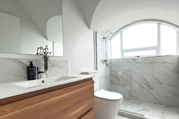 Bathroom. Brand new fittings and tile shower.