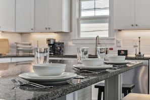 Fridge, microwave, oven, stovetop - Channel-Front 5BR w/ Heated Pool, Hot Tub, Kayaks (North Myrtle Beach)