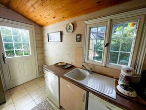 Fridge, microwave, dishwasher, toaster