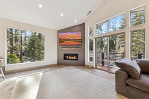 Smart TV, chimenea y reproductor de DVD 