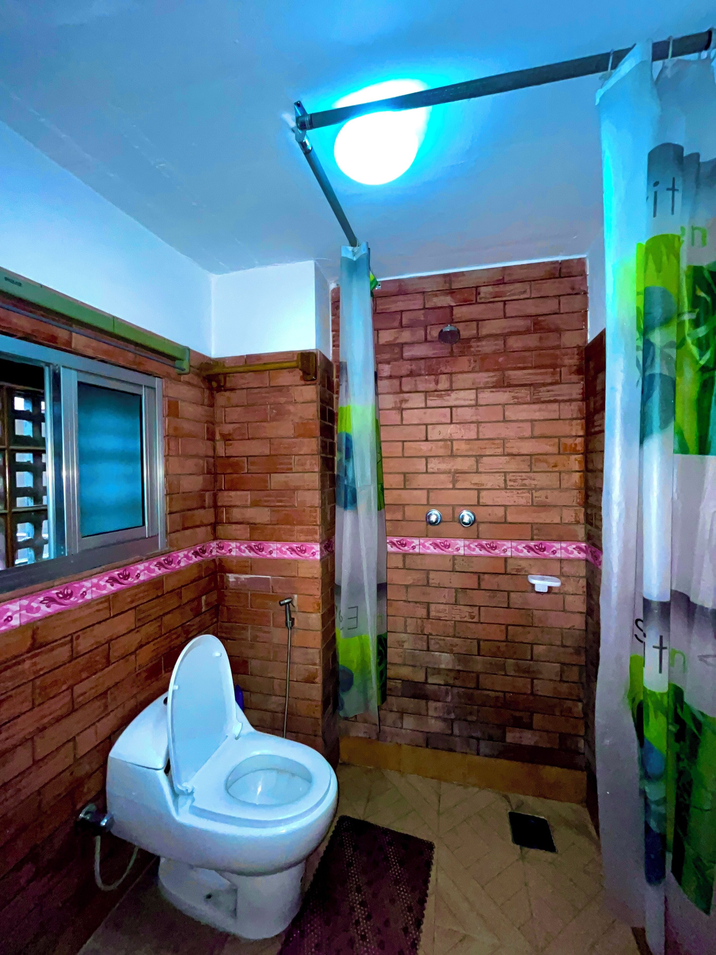 Shower, free toiletries, hair dryer, slippers