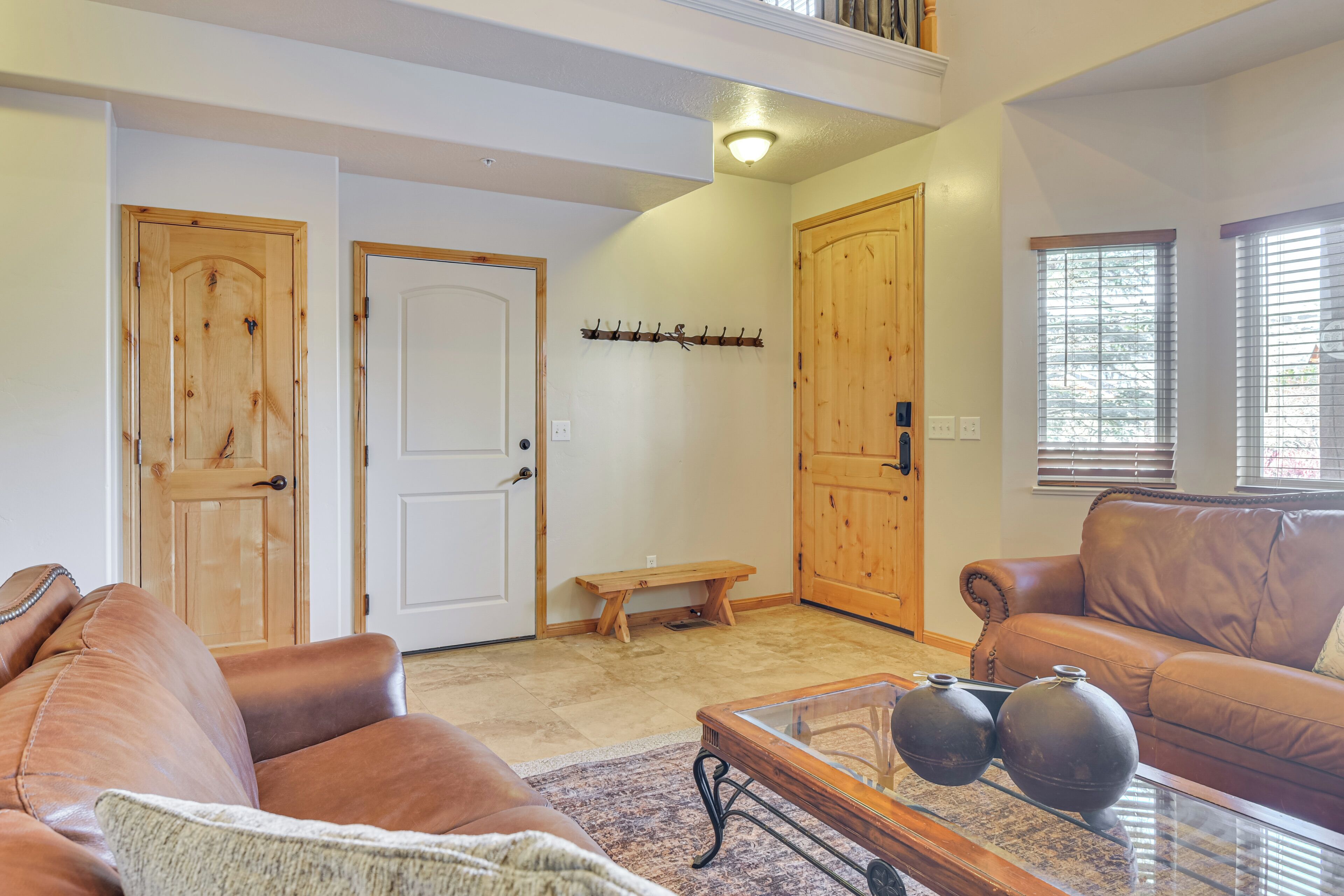 TV, fireplace, books, video library