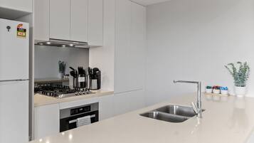 Fridge, microwave, oven, dishwasher