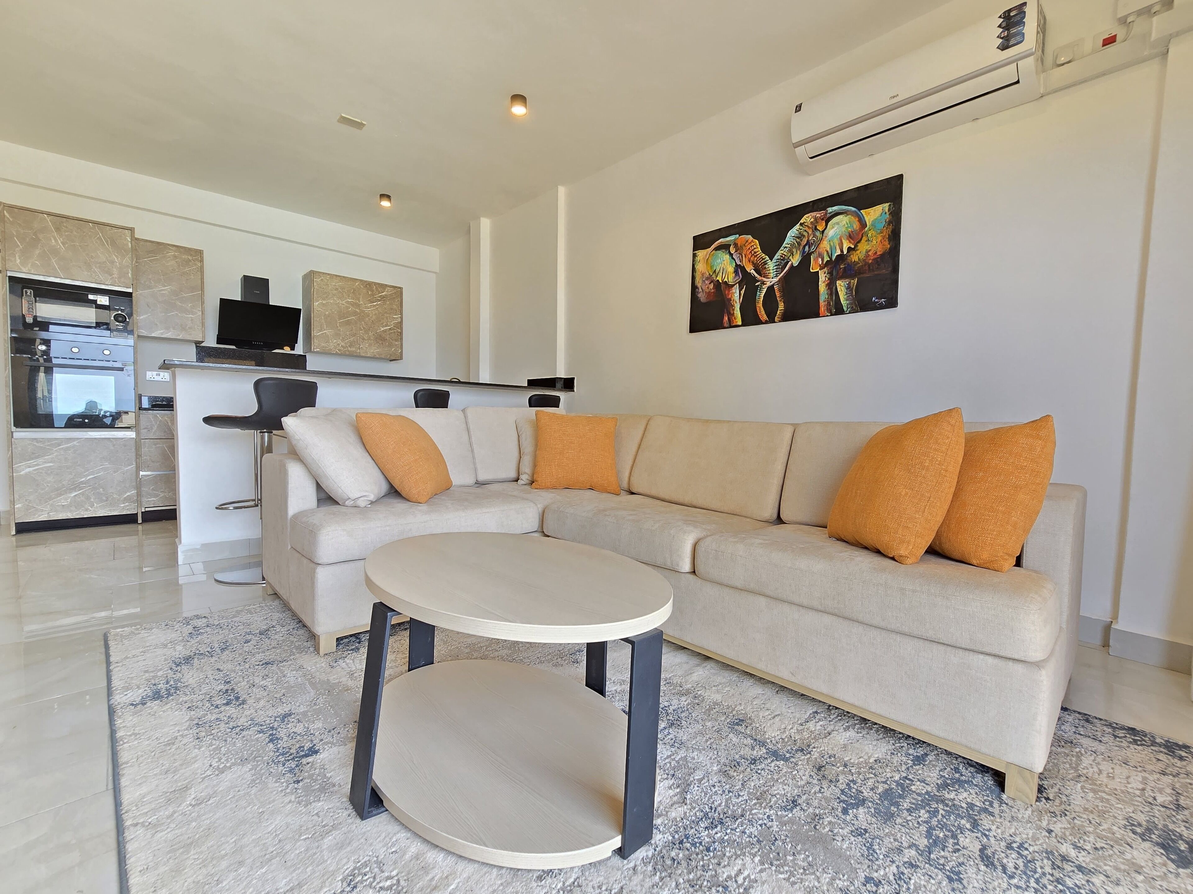 Apartment, 1 Queen Bed | Living area | 55-inch Smart TV with digital channels