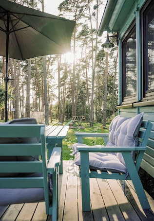 テラス / パティオ. Waldhaus 1 with whirlpool - Holiday homes island Usedom - Directly at the Achterwasser!