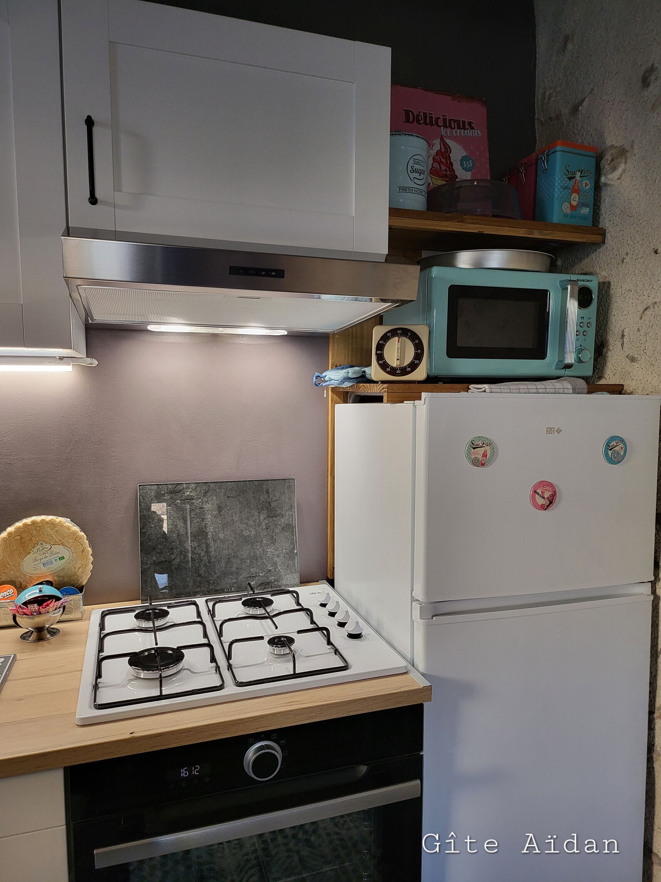 Kühlschrank, Mikrowelle, Ofen, Herdplatte