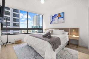 1 غرفة نوم ومكواة/لوح كي وواي فاي وملاءات أسرّة