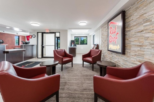 Settle into the bright lobby with relaxed seating areas.