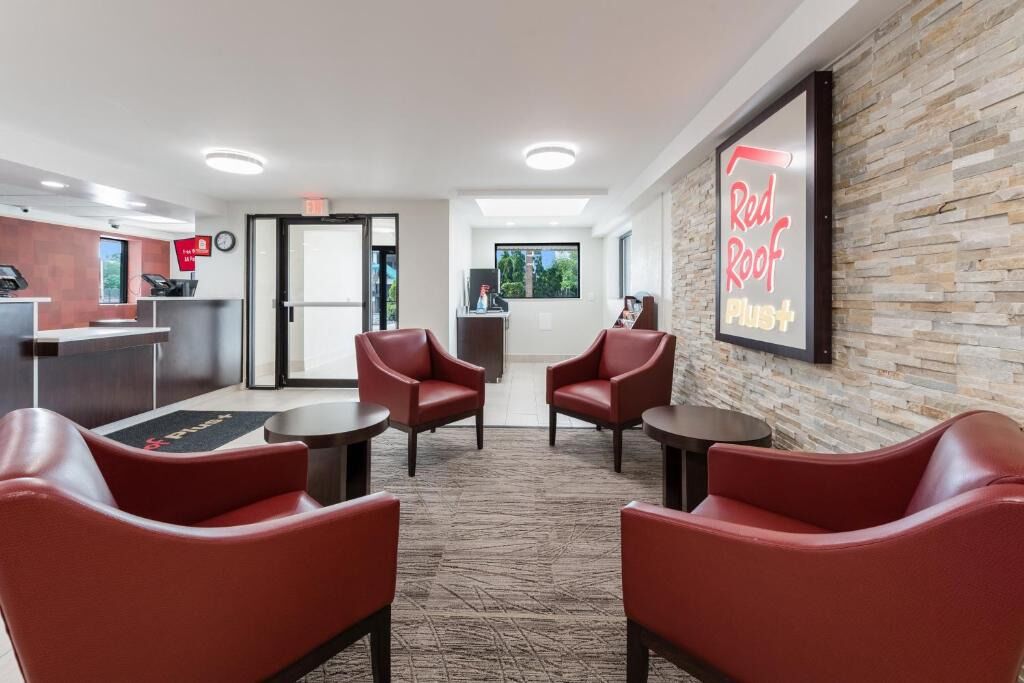 Settle into the bright lobby with relaxed seating areas.
