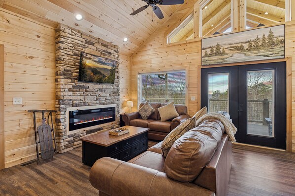 Smart TV, fireplace - Rivers Retreat | Luxury New Cabin Near Gatlinburg (Sevierville)