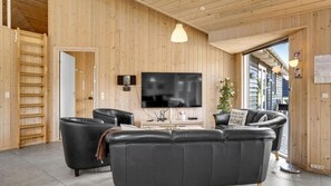 Télévision, cheminée, table de tennis de table