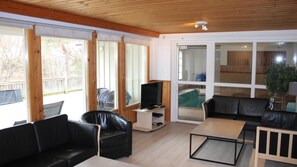 TV, lareira, pebolim