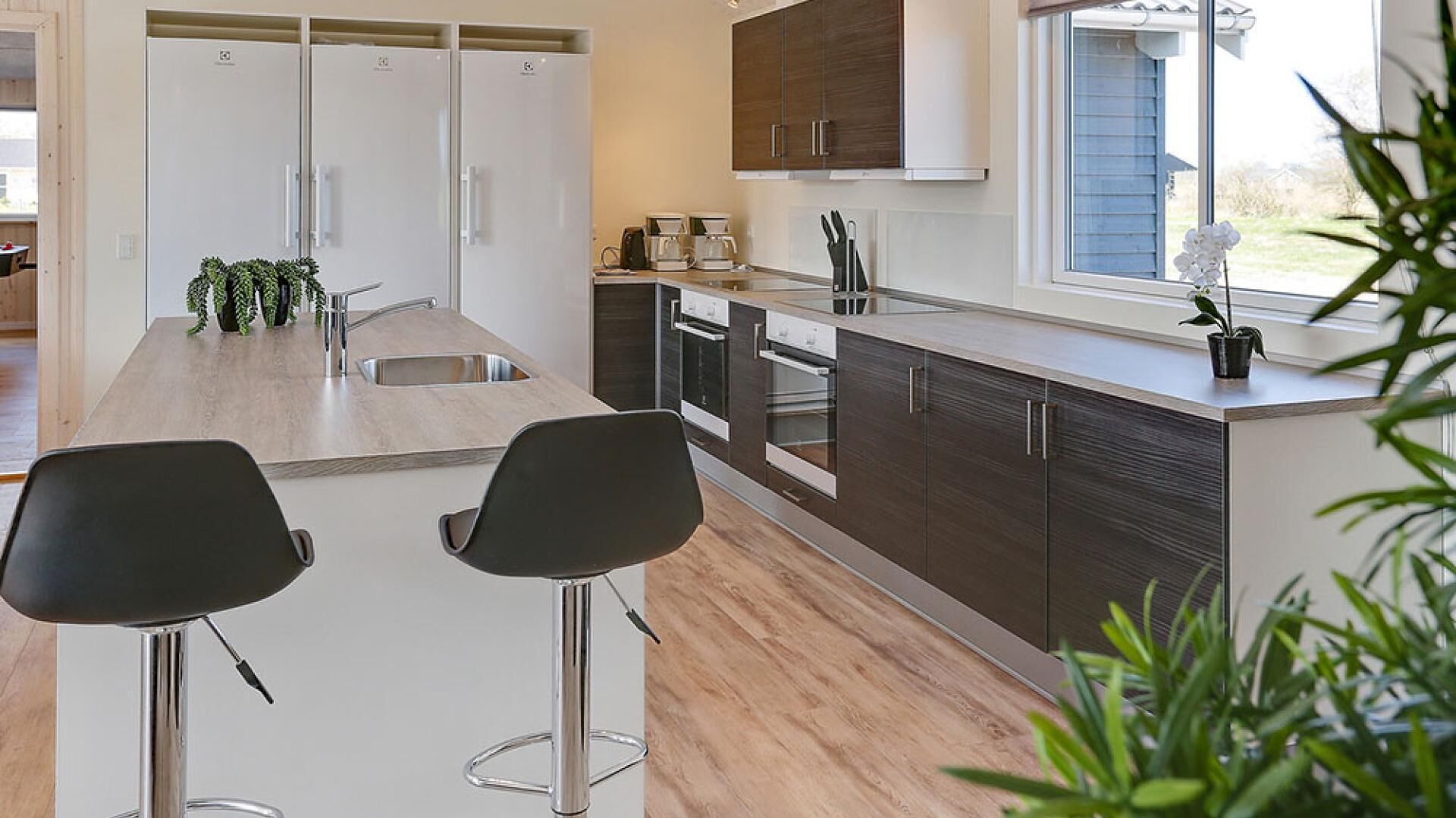 Fridge, oven, stovetop, coffee/tea maker