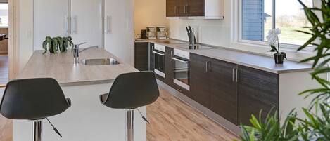 Fridge, oven, stovetop, coffee/tea maker