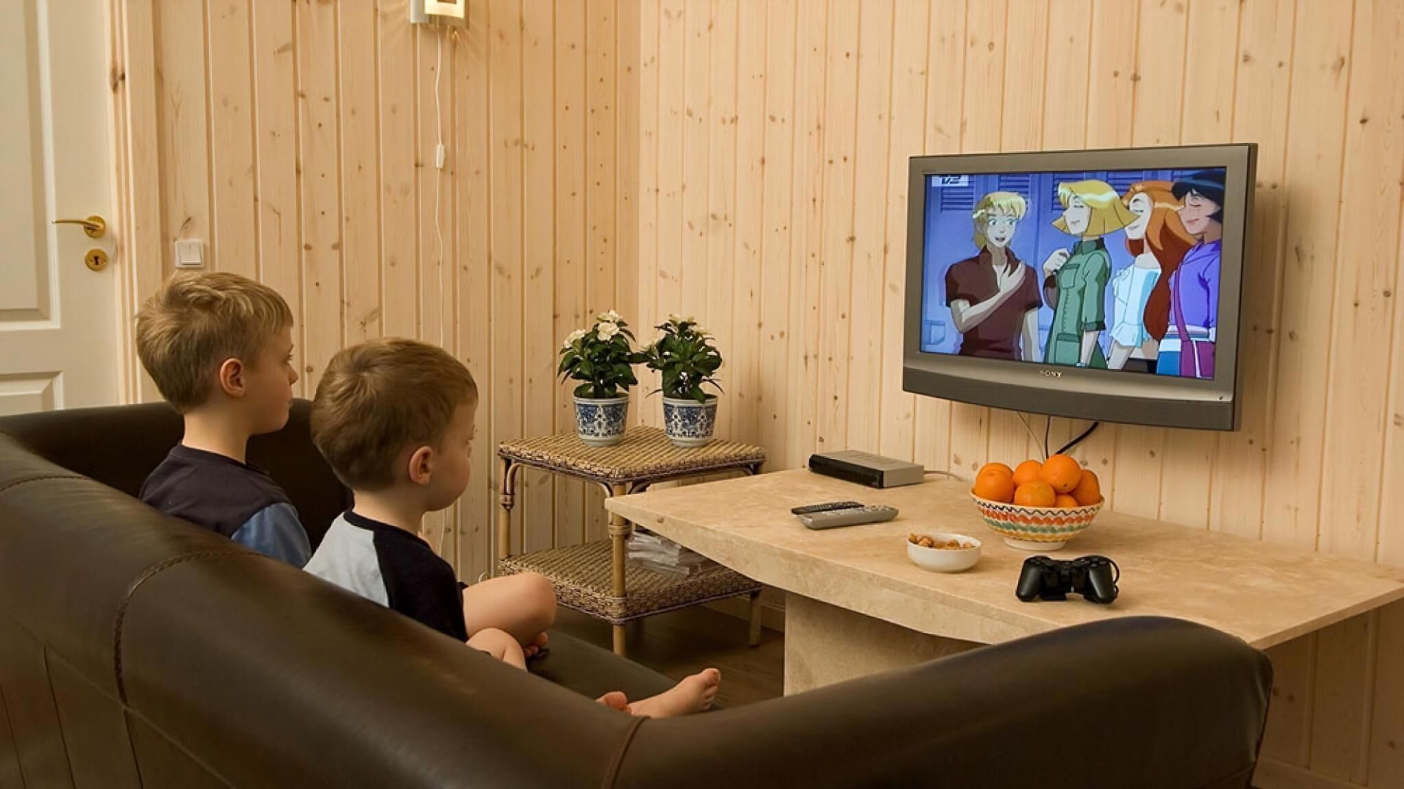 Televisión, chimenea, futbolito, mesa de ping pong