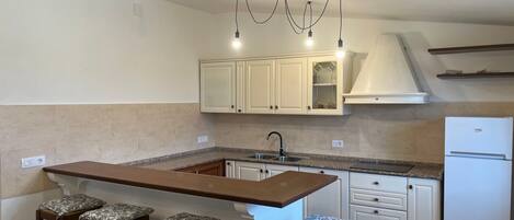 Fridge, oven, stovetop, coffee/tea maker