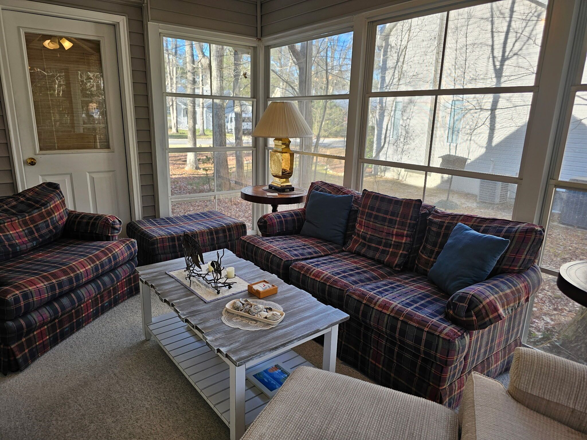 Smart TV, chimenea, reproductor de DVD y libros 