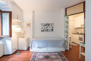 Iron/ironing board - GuestHost - Nice studio apartment located on the ground floor of a residential building with a shared garden (where you can park bicycles).Please note: it is not possible to park just outside the house. The closest parking (not guaranteed) is located in  (Como)