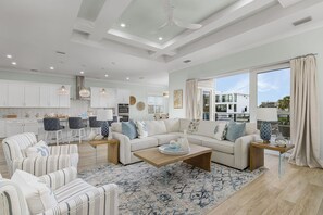 House, Multiple Bedrooms | Living area - 261/265 Canal Estates: 12br, Pools & Spas, Water Views 11 Bedroom Home (Fort Myers Beach)
