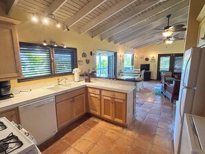 Fridge, microwave, oven, stovetop - Relax & Recharge in Meridian – 2BR Home w/ Private Pool (St John)