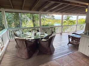 Outdoor dining - Relax & Recharge in Meridian – 2BR Home w/ Private Pool (St John)