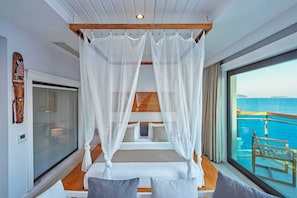 Deluxe Double Room, Balcony, Partial Sea View | Minibar, in-room safe, laptop workspace, soundproofing - Meis Exclusive Hotel (Kas)