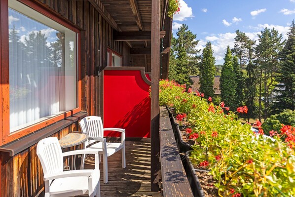 Tweepersoonskamer, balkon, uitzicht op bergen | Terras