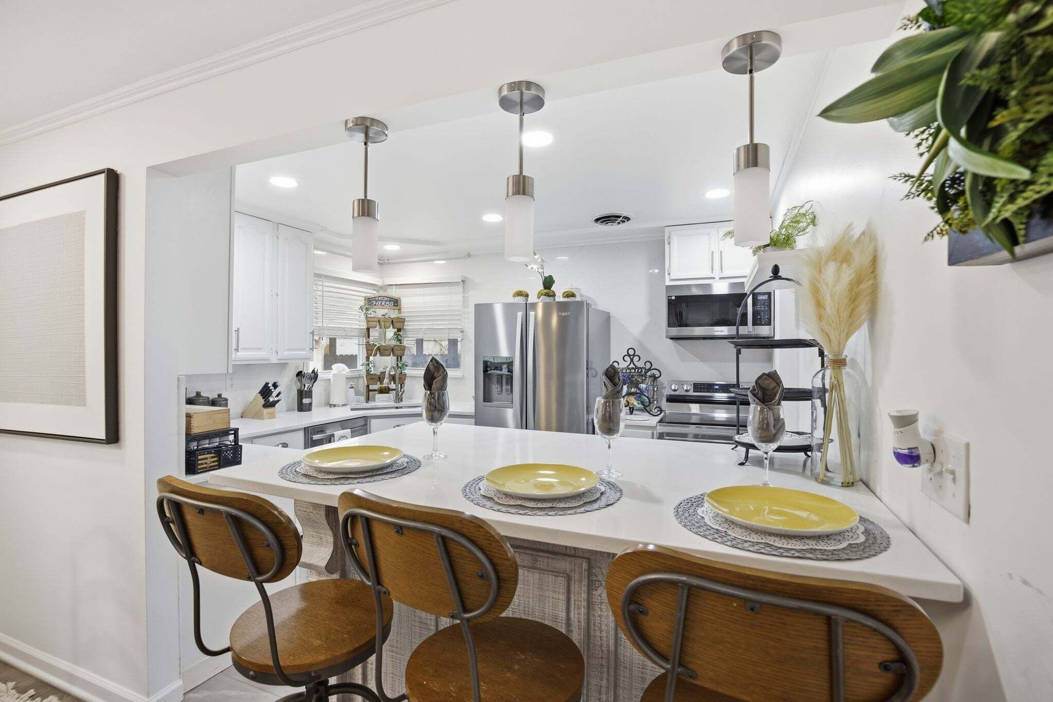 Fridge, microwave, oven, dishwasher