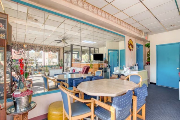 Share meals and conversations around the casual communal table.