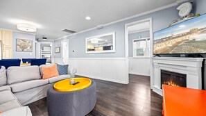 TV, fireplace, offices - Modern 2BR Close to Beach - Great Outdoor Space (Ocean City)
