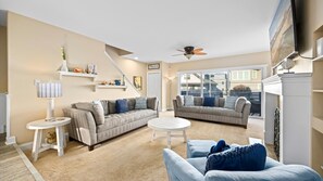 TV, fireplace, offices - Beach Block 4BR Townhouse w/ Beach Views & Parking (Ocean City)