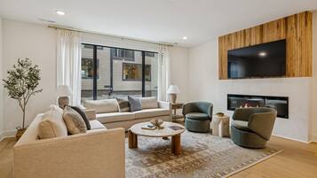 TV, fireplace, offices