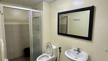 Regadera, bidet, toallas, jabón