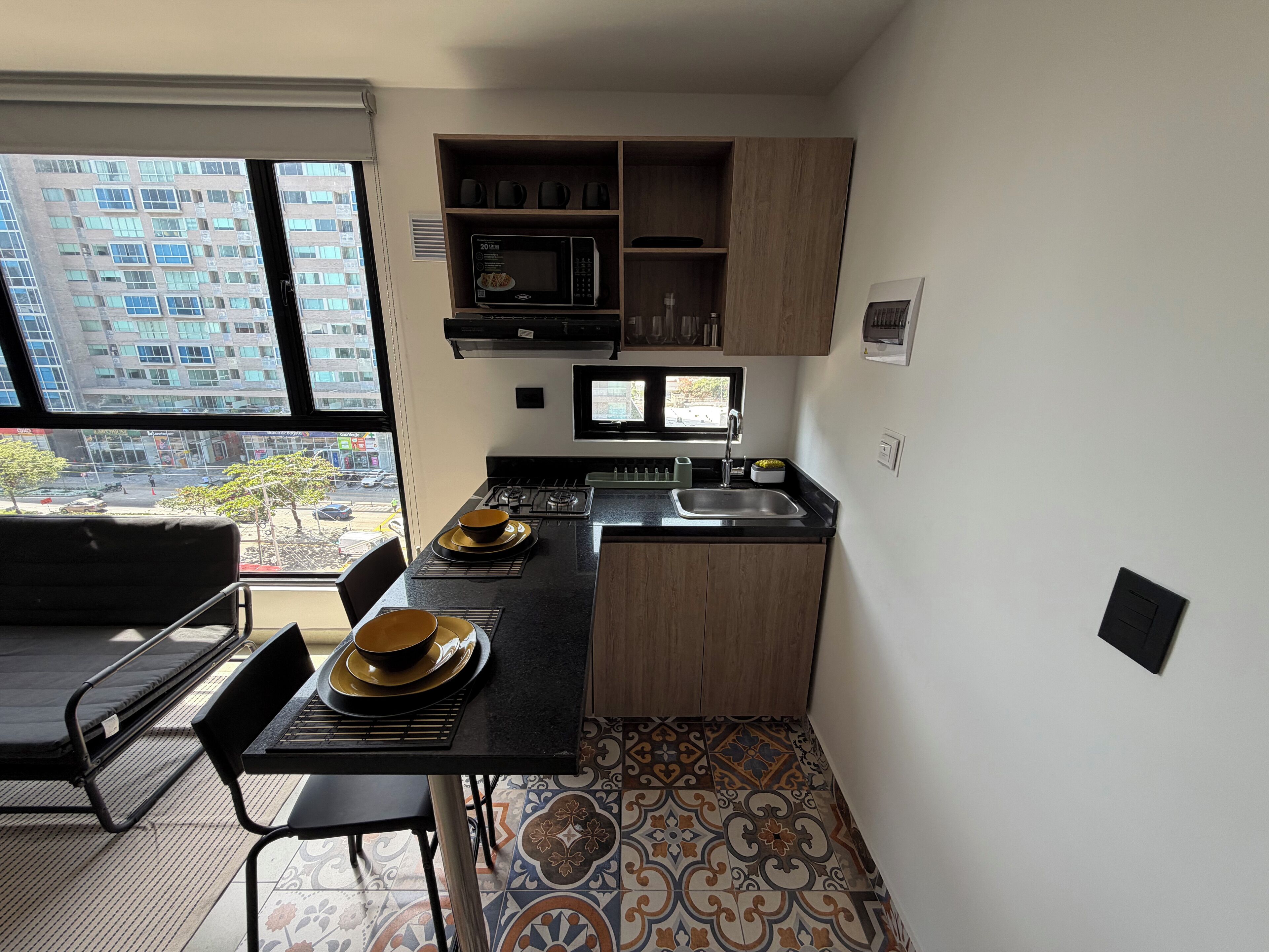 Basic Studio, City View | Private kitchen | Fridge, microwave