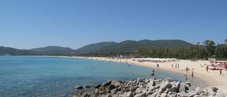 在海灘附近、沙灘巾