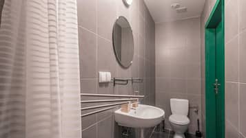 Shower, hair dryer, toilet paper
