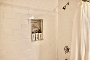 Eco-friendly toiletries, hair dryer, towels, soap