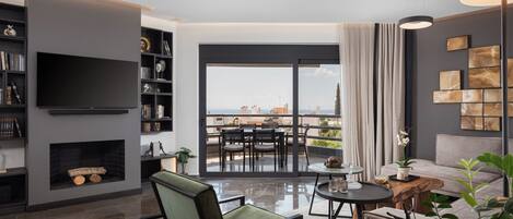 Smart-tv och eldstad