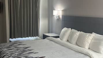 Desk, blackout drapes, free WiFi, bed sheets