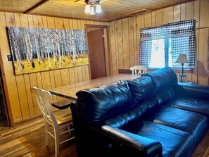 Fernseher, Kamin, DVD-Player, Tischfußball