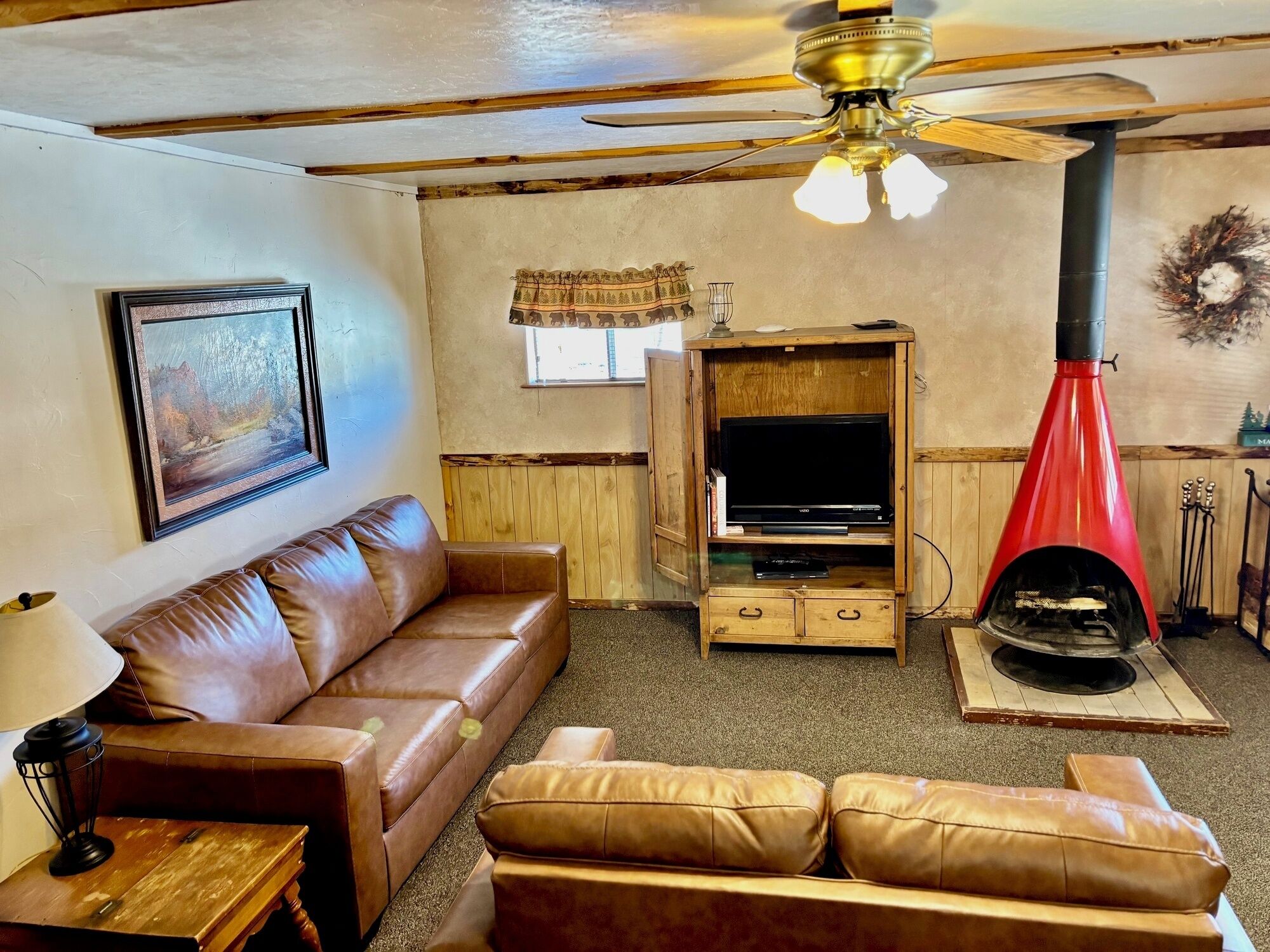 TV, fireplace, DVD player, table football