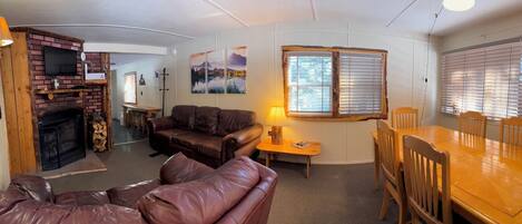TV, fireplace, DVD player, table football